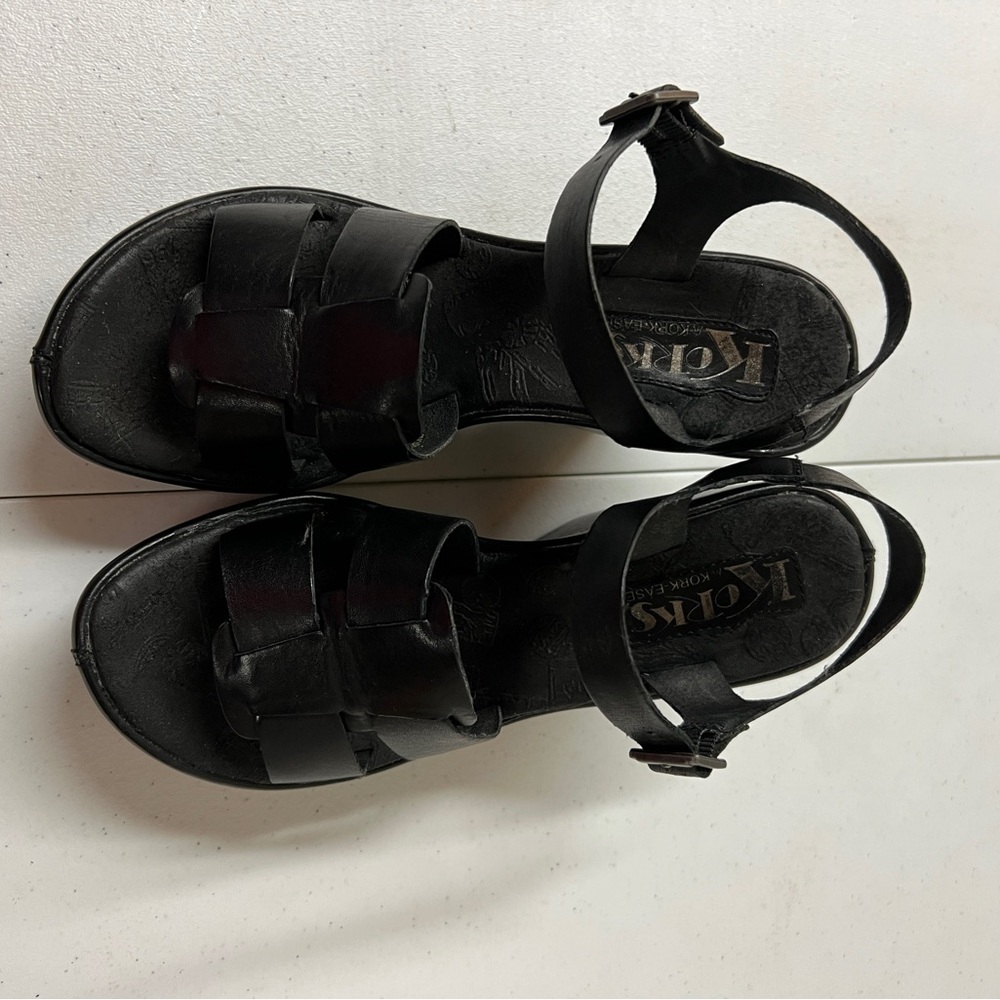 Kork-Ease Black Wedge Sandals - Picture 3 of 6